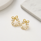 Celeste Bow Anti-Tarnish Pearl Earrings