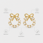 Celeste Bow Anti-Tarnish Pearl Earrings