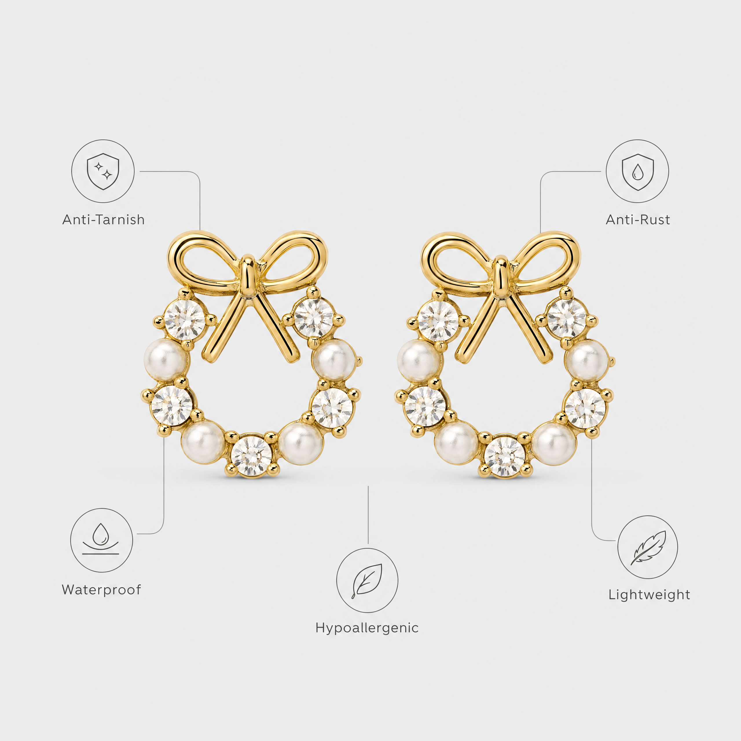 Celeste Bow Anti-Tarnish Pearl Earrings