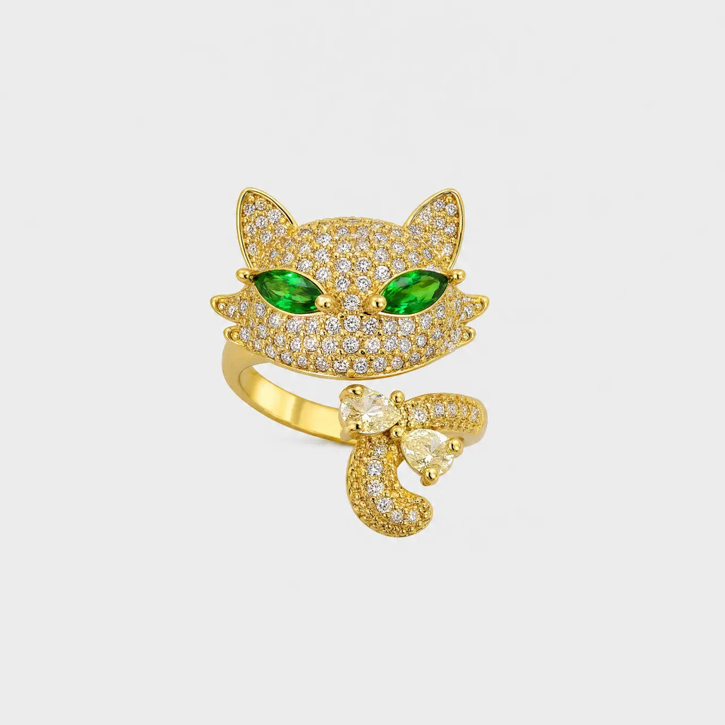 Crystal Cat Adjustable Ring