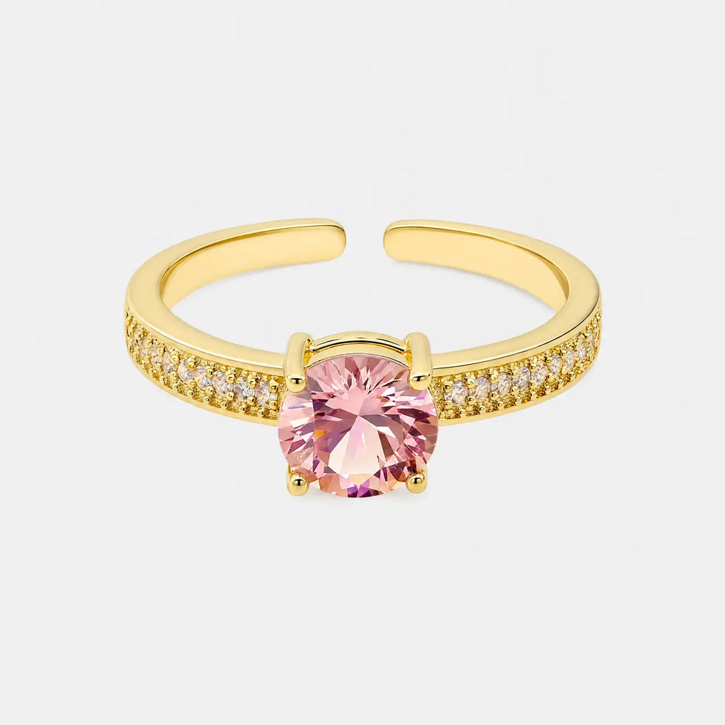 Pink Crystal Adjustable Ring