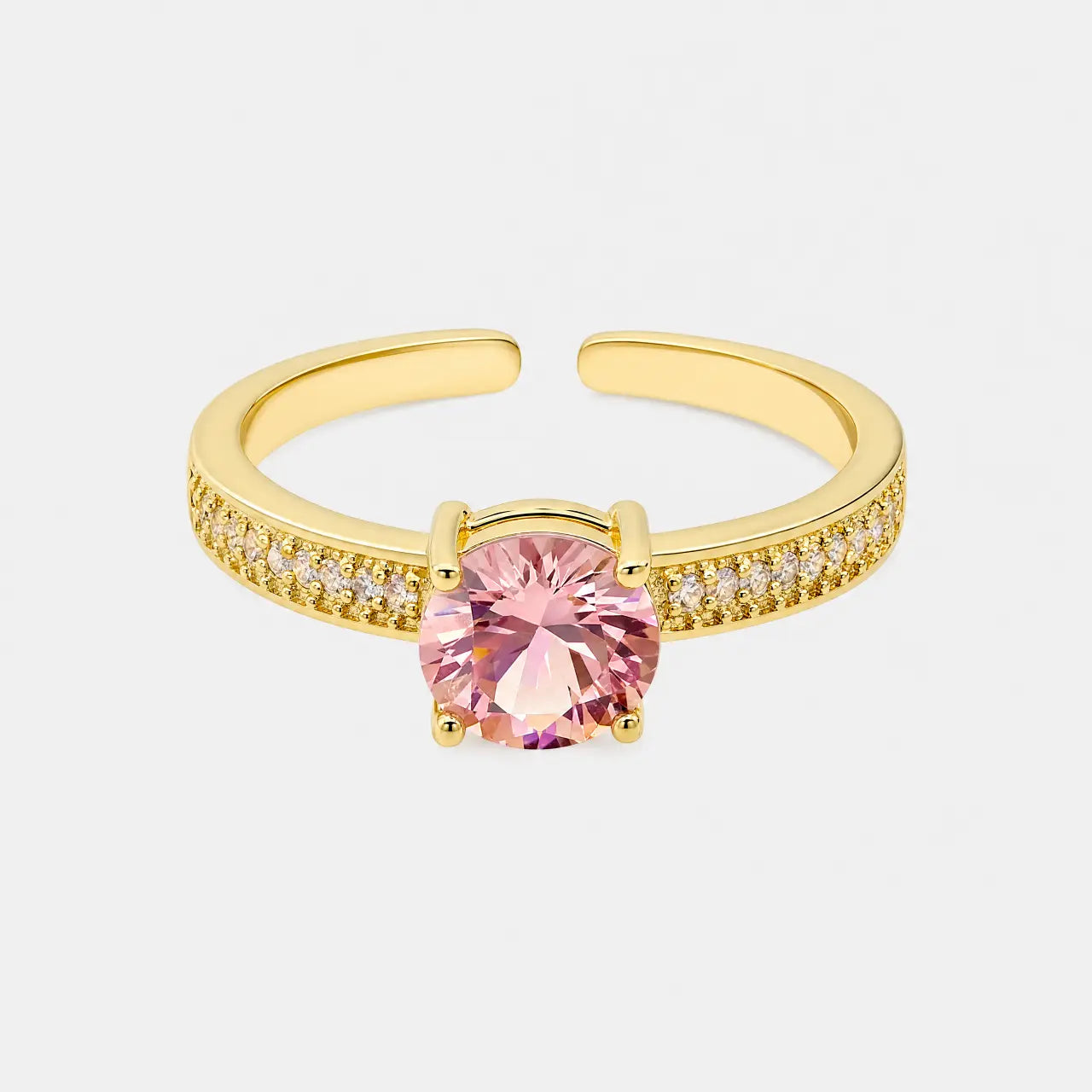 Pink Crystal Adjustable Ring