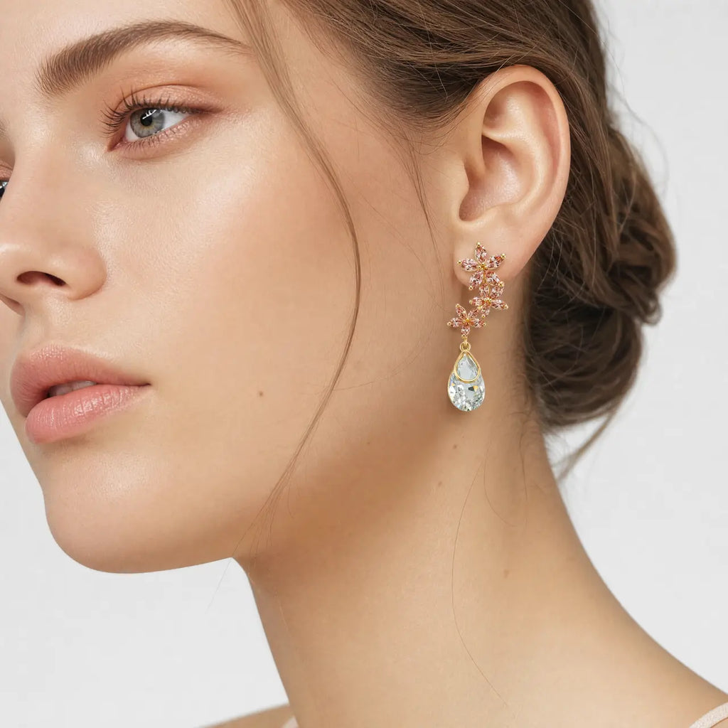 Sakura Crystal Drop Earrings