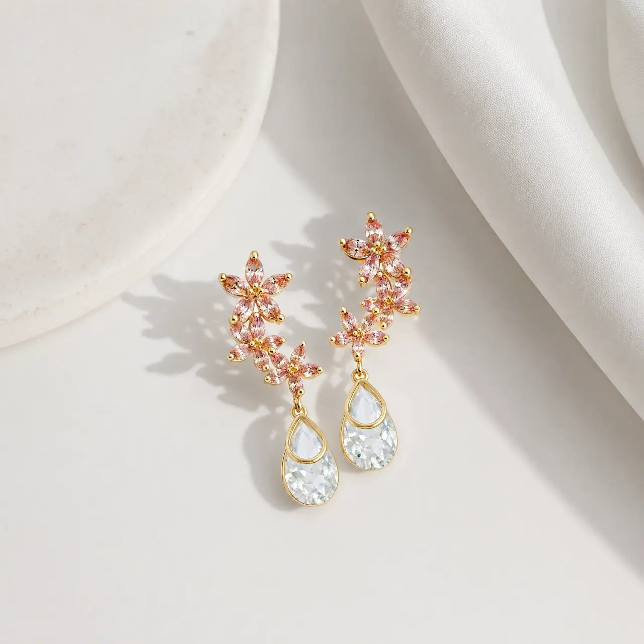 Sakura Crystal Drop Earrings