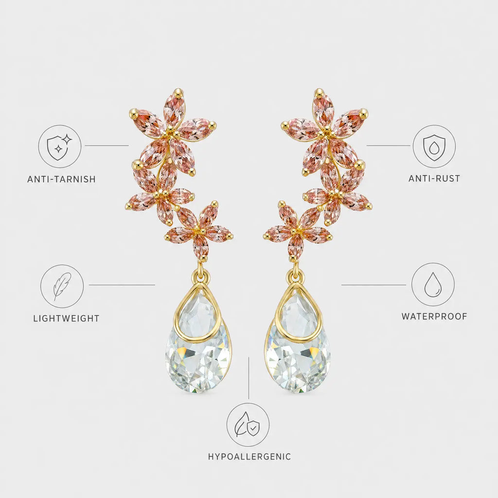Sakura Crystal Drop Earrings