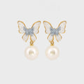Snowflake Butterfly Pearl Earrings