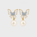 Snowflake Butterfly Pearl Earrings