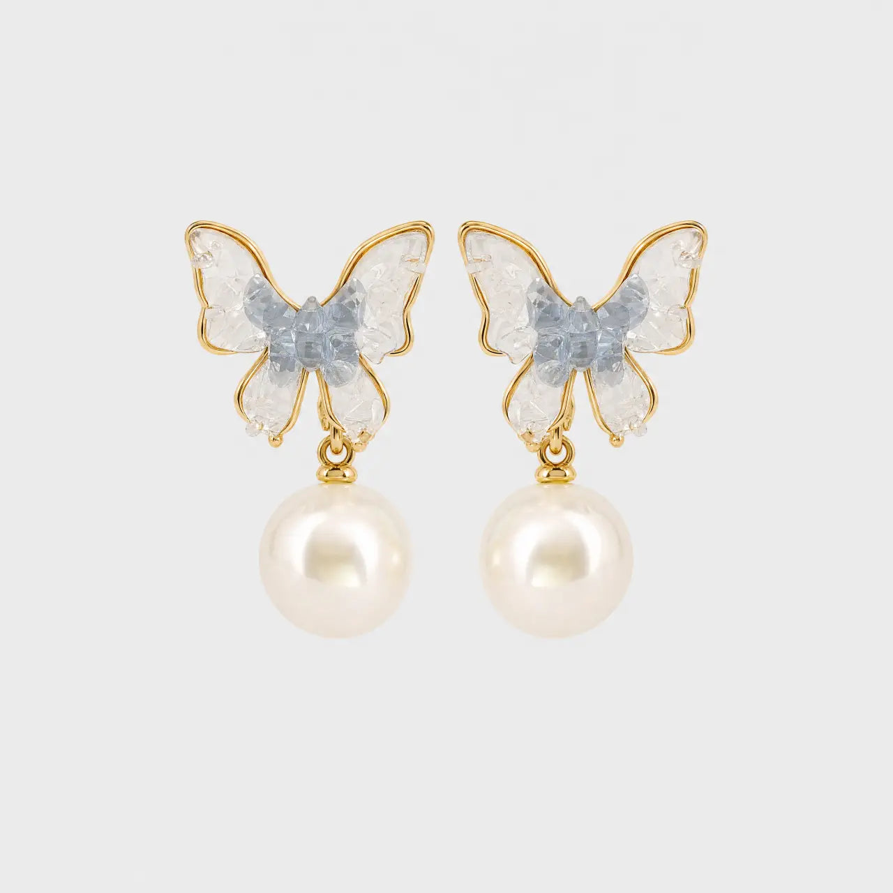 Snowflake Butterfly Pearl Earrings