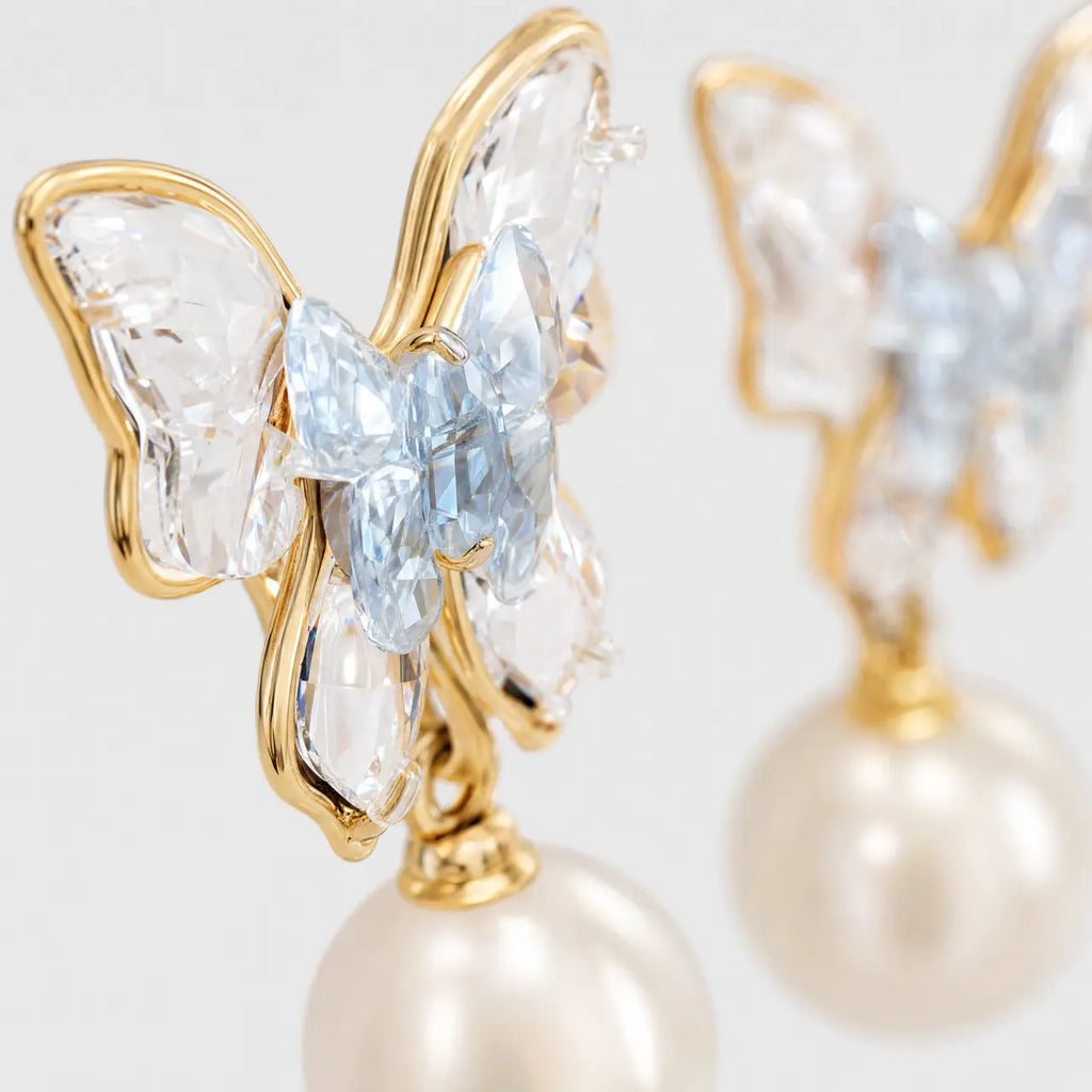 Snowflake Butterfly Pearl Earrings