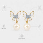 Snowflake Butterfly Pearl Earrings