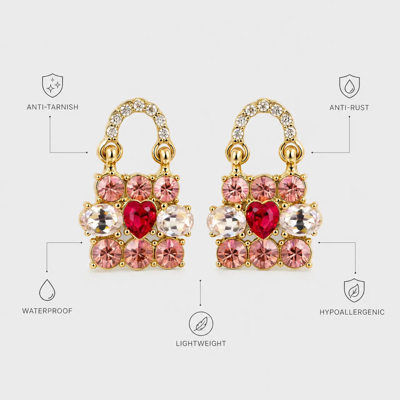 Sweetheart Lock Earrings