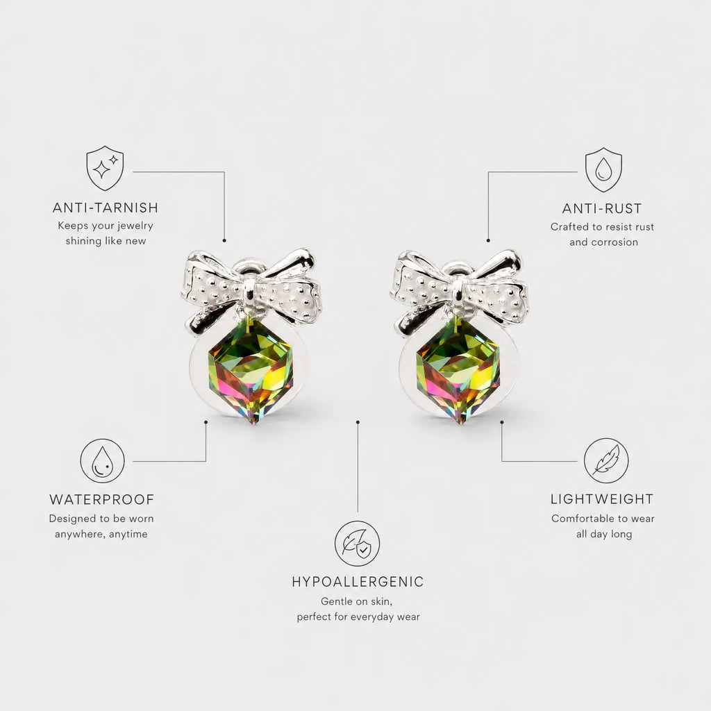 Prism Bow Anti-Tarnish Crystal Earrings