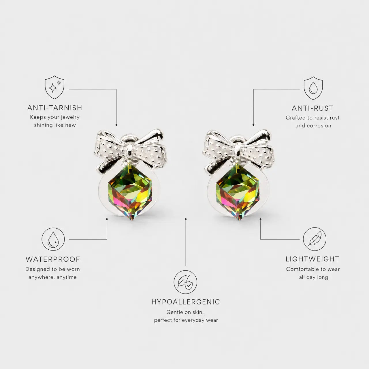 Prism Bow Anti-Tarnish Crystal Earrings