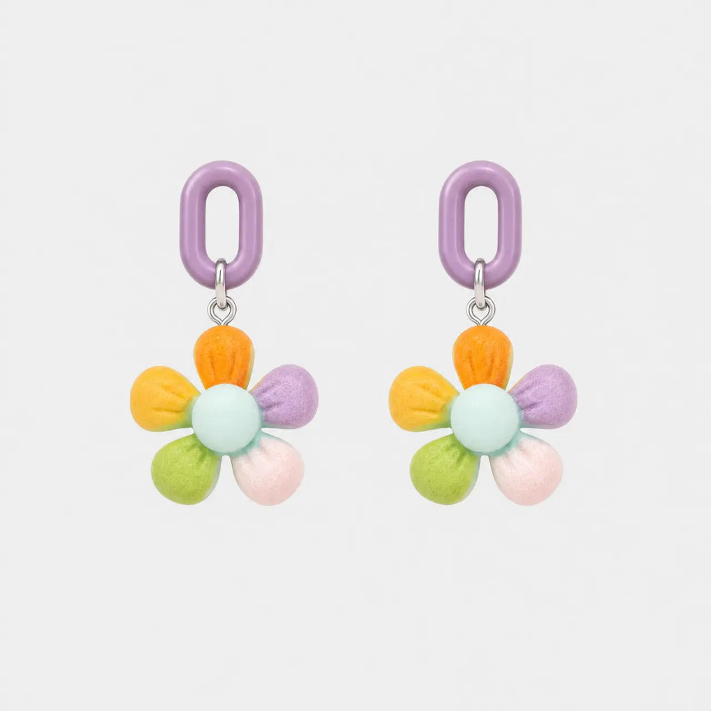 Pastel Bloom Anti-Tarnish Flower Drop Earrings
