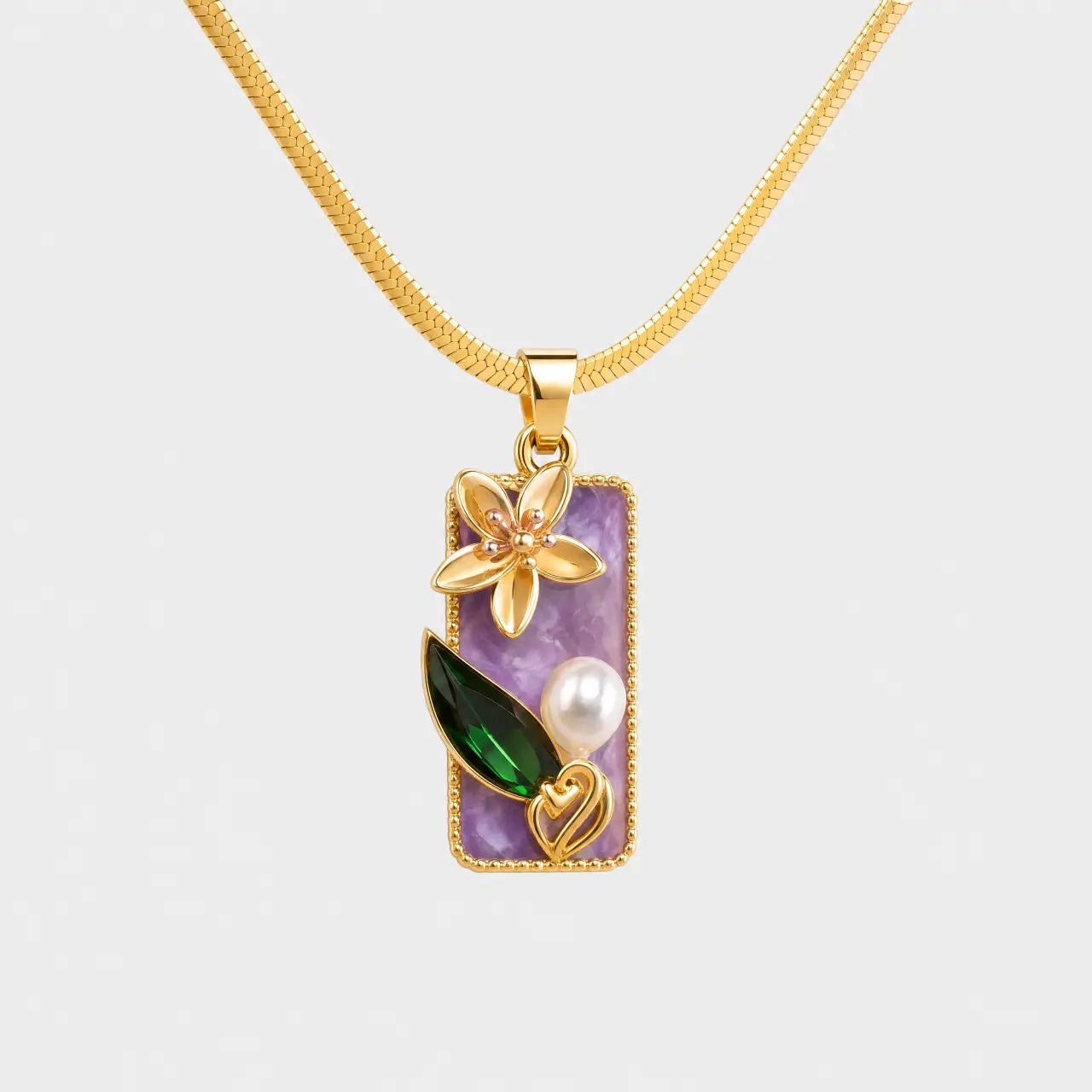 Violet Bloom Gold Necklace