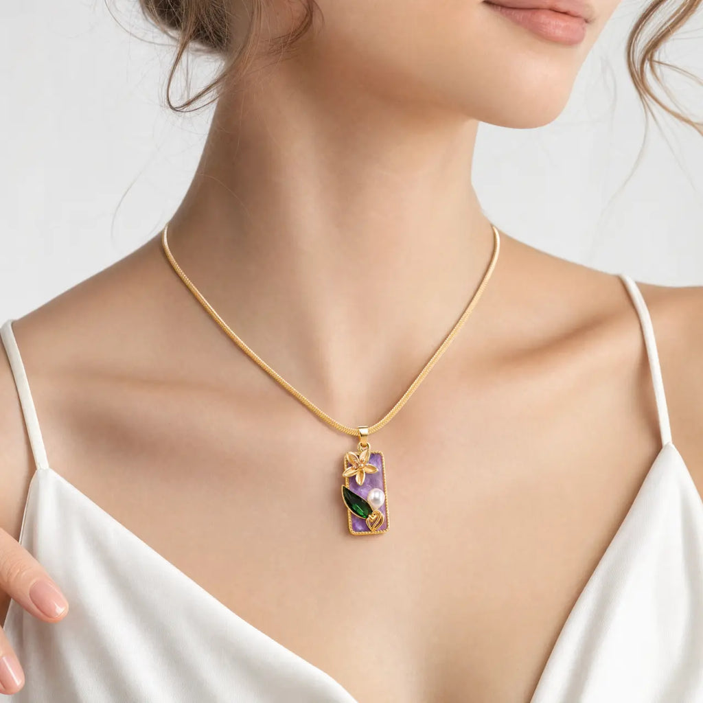 Violet Bloom Gold Necklace
