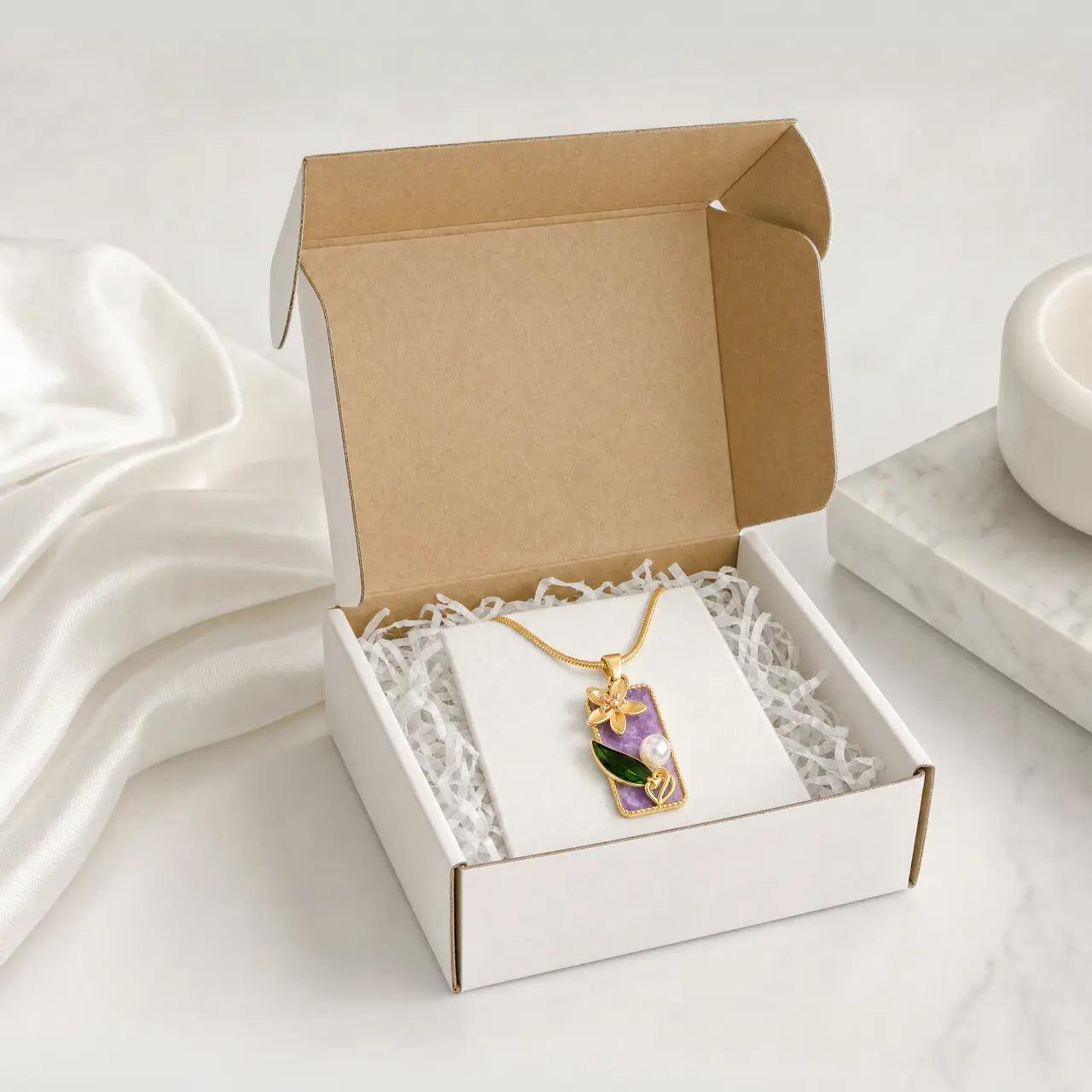 Violet Bloom Gold Necklace