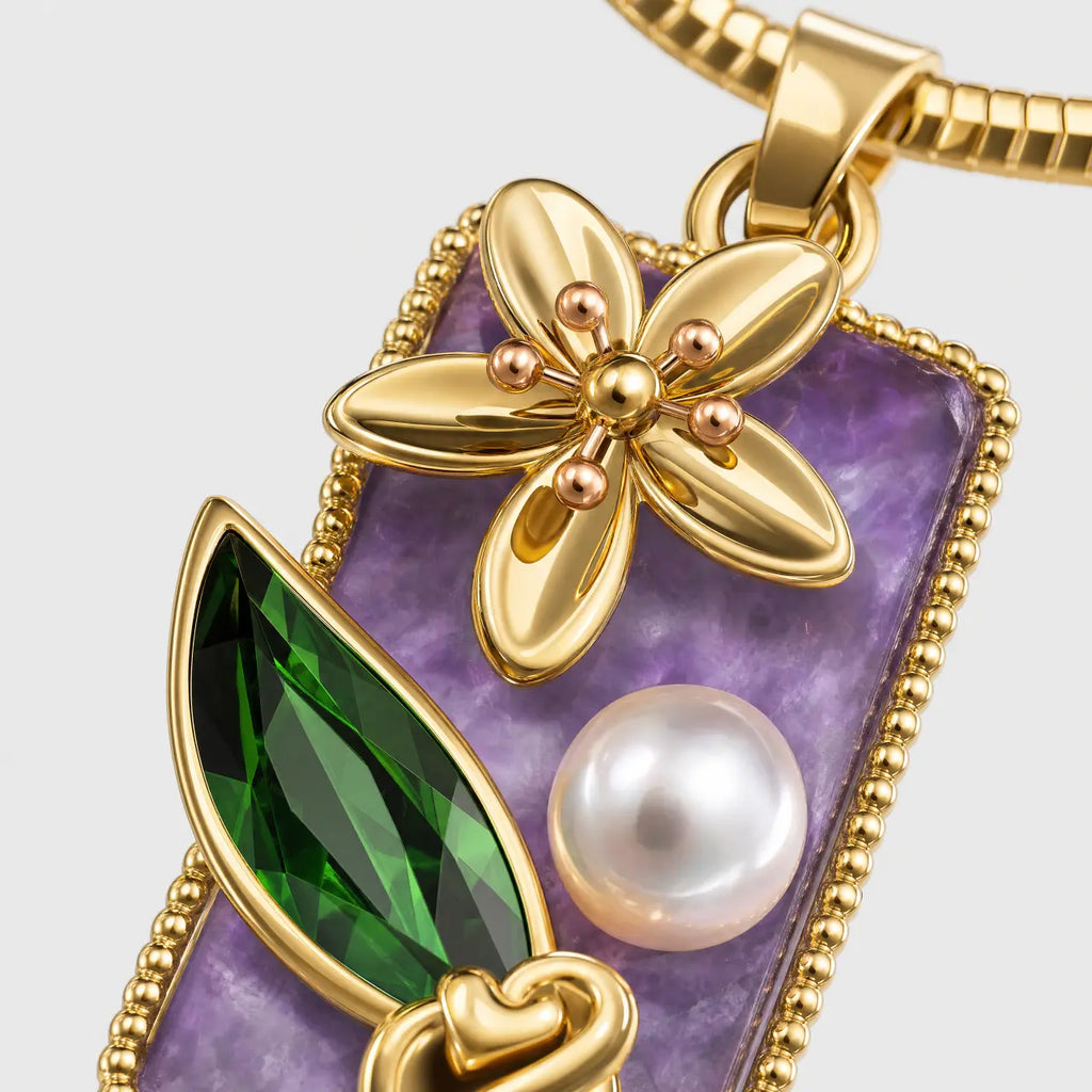 Violet Bloom Gold Necklace
