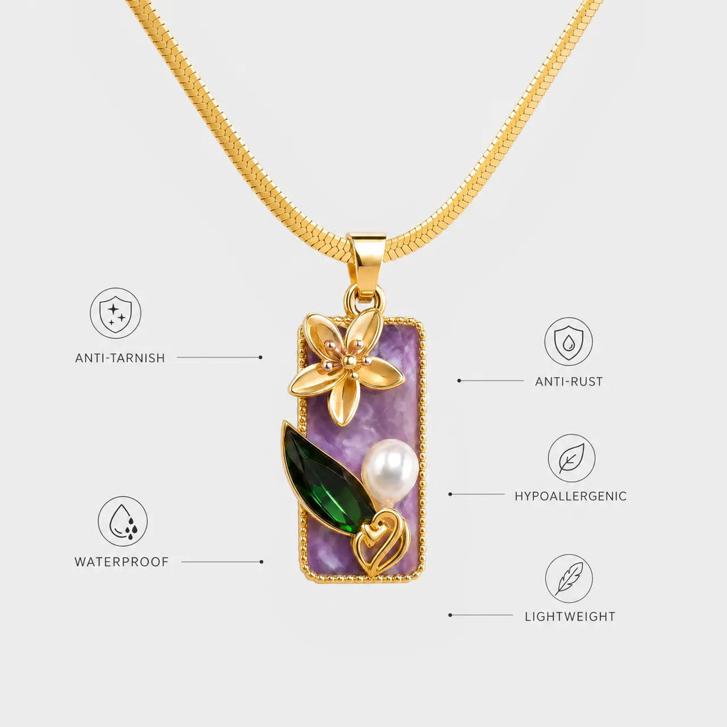 Violet Bloom Gold Necklace
