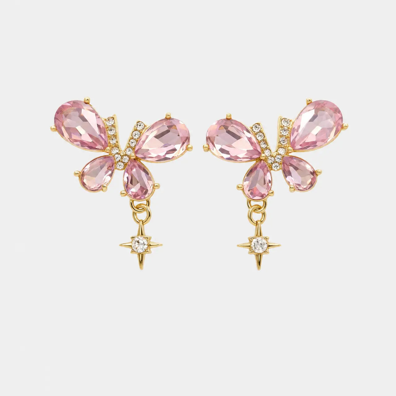 Rosé Flutter Anti-Tarnish Butterfly Crystal Earrings