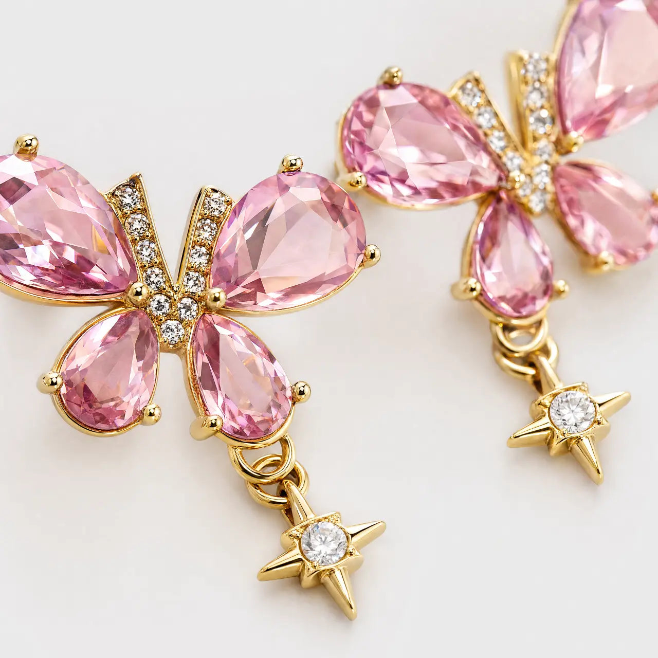Rosé Flutter Anti-Tarnish Butterfly Crystal Earrings