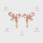 Rosé Flutter Anti-Tarnish Butterfly Crystal Earrings