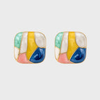 Mosaic Muse Anti-Tarnish Abstract Stud Earrings
