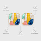 Mosaic Muse Anti-Tarnish Abstract Stud Earrings