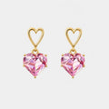 Rosé Heart Anti-Tarnish Crystal Earrings