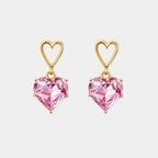 Rosé Heart Anti-Tarnish Crystal Earrings
