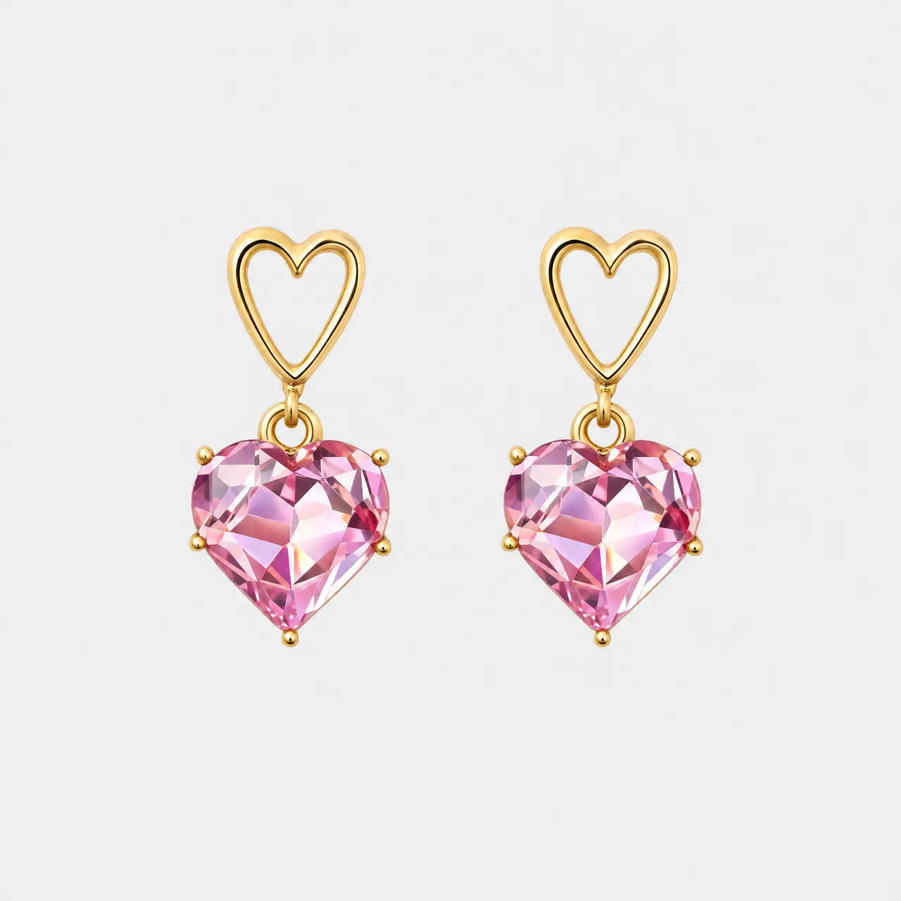 Rosé Heart Anti-Tarnish Crystal Earrings