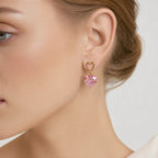 Rosé Heart Anti-Tarnish Crystal Earrings