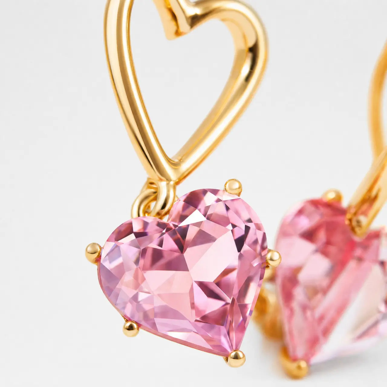 Rosé Heart Anti-Tarnish Crystal Earrings