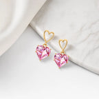 Rosé Heart Anti-Tarnish Crystal Earrings