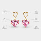Rosé Heart Anti-Tarnish Crystal Earrings