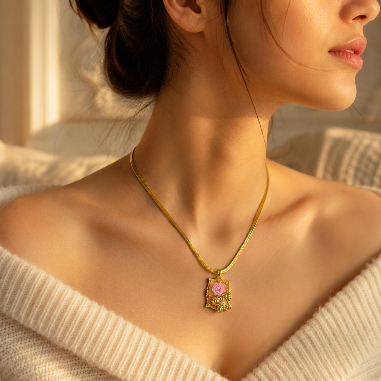 Floral Charm Pendant Necklace