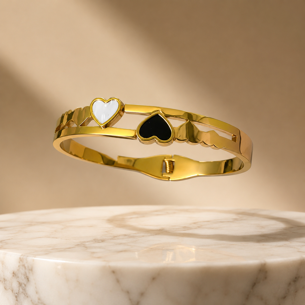 Black White Heart Bracelet