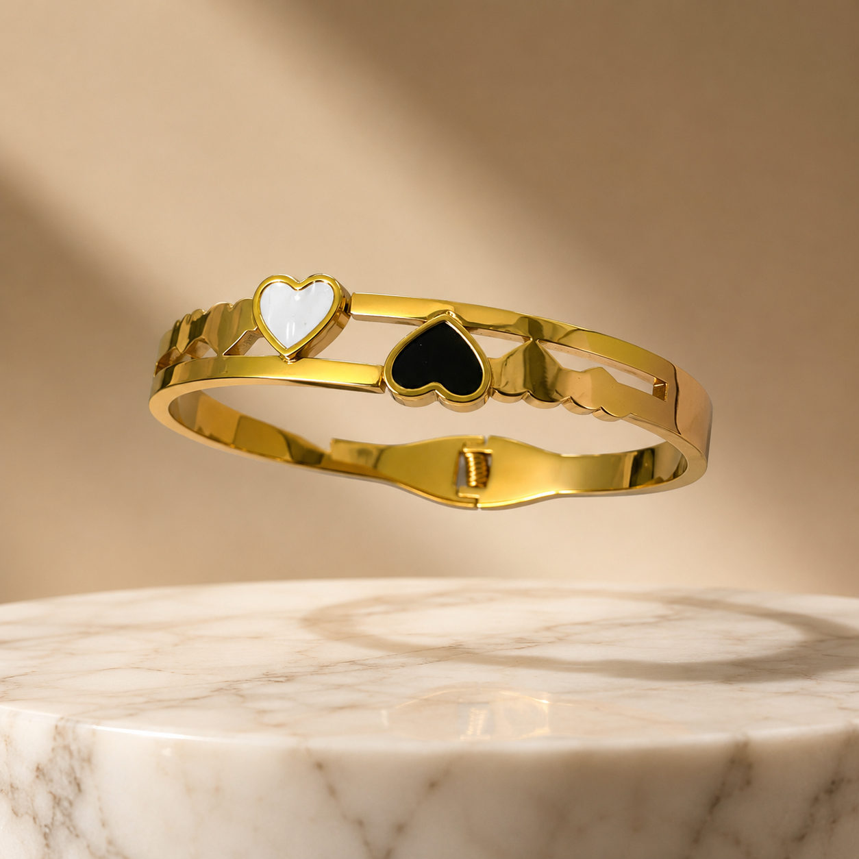 Black White Heart Bracelet
