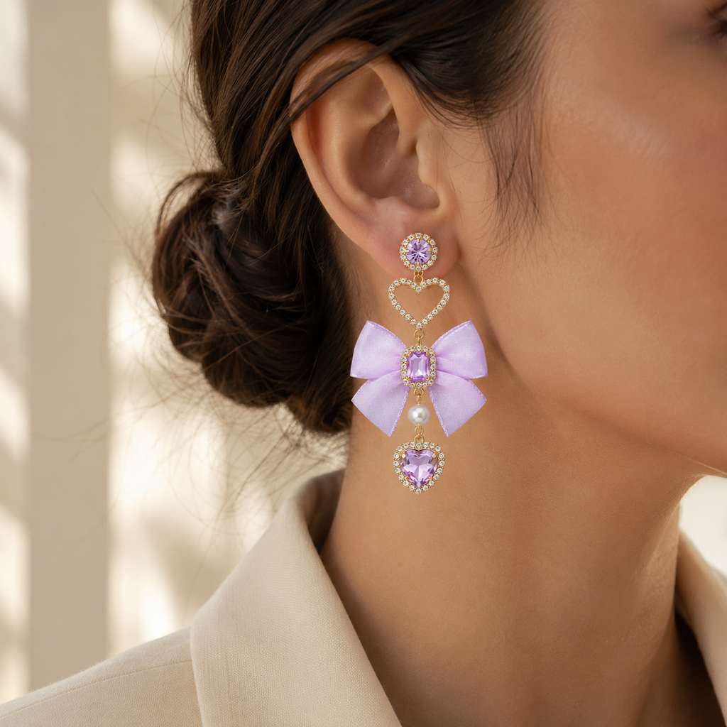Lavender Bow Earrings