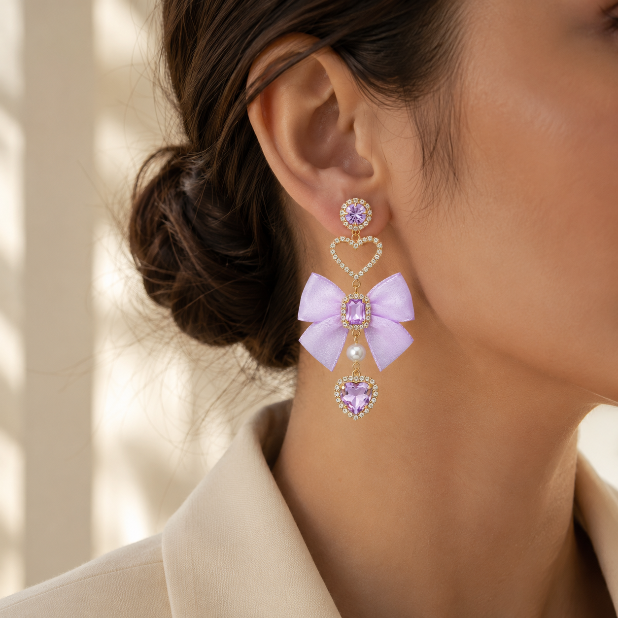 Lavender Bow Earrings