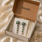 Green Crystal Floral Earrings