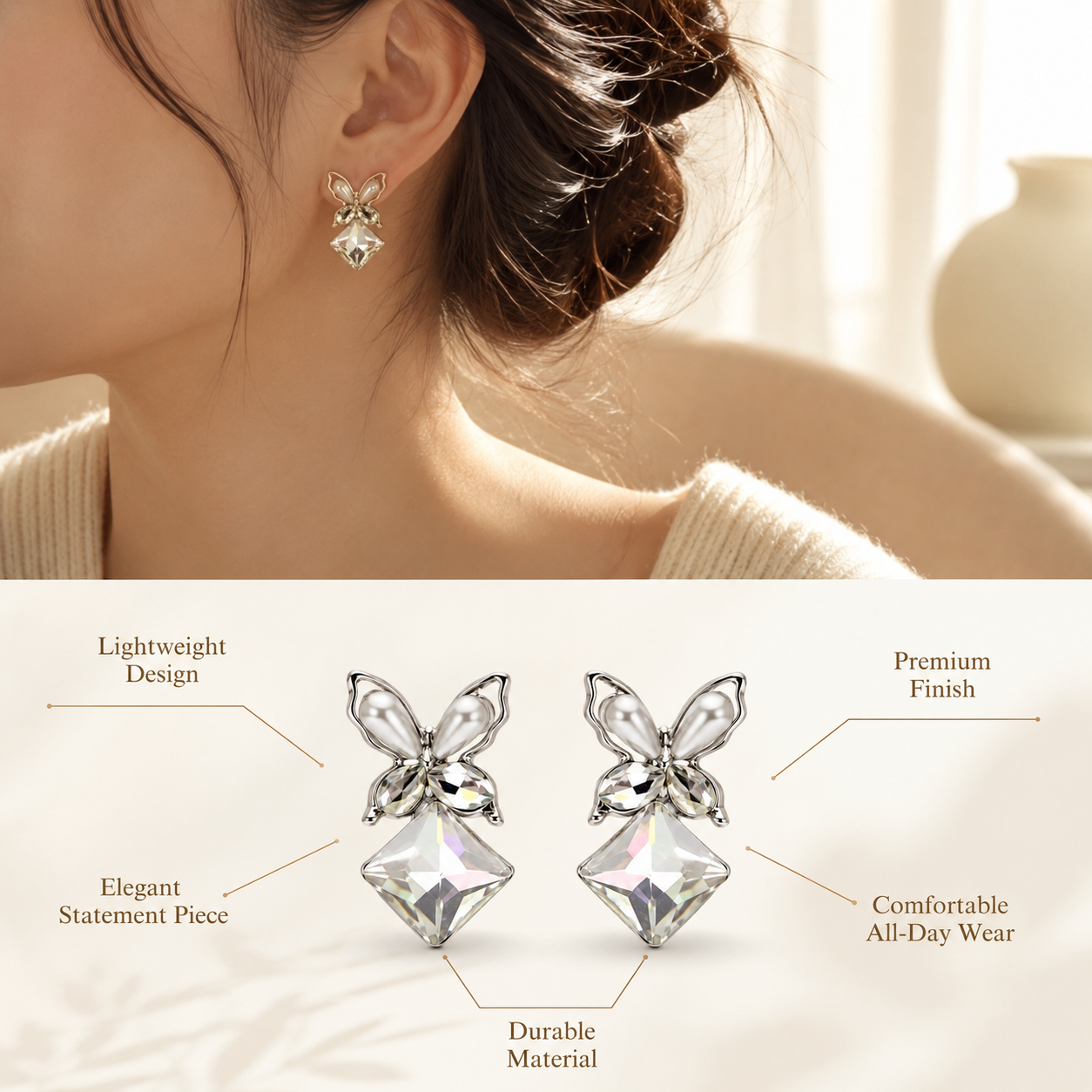 Crystal Butterfly Earrings