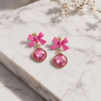 Pink Bow Earrings