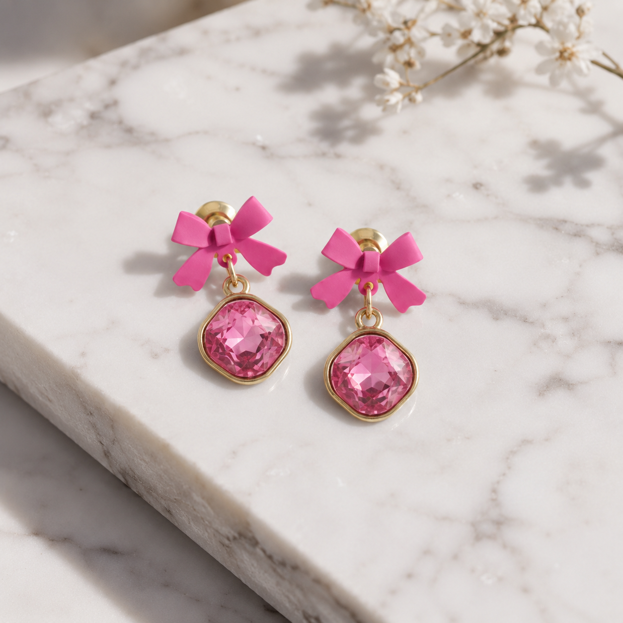 Pink Bow Earrings