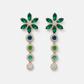 Green Crystal Floral Earrings