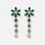 Green Crystal Floral Earrings