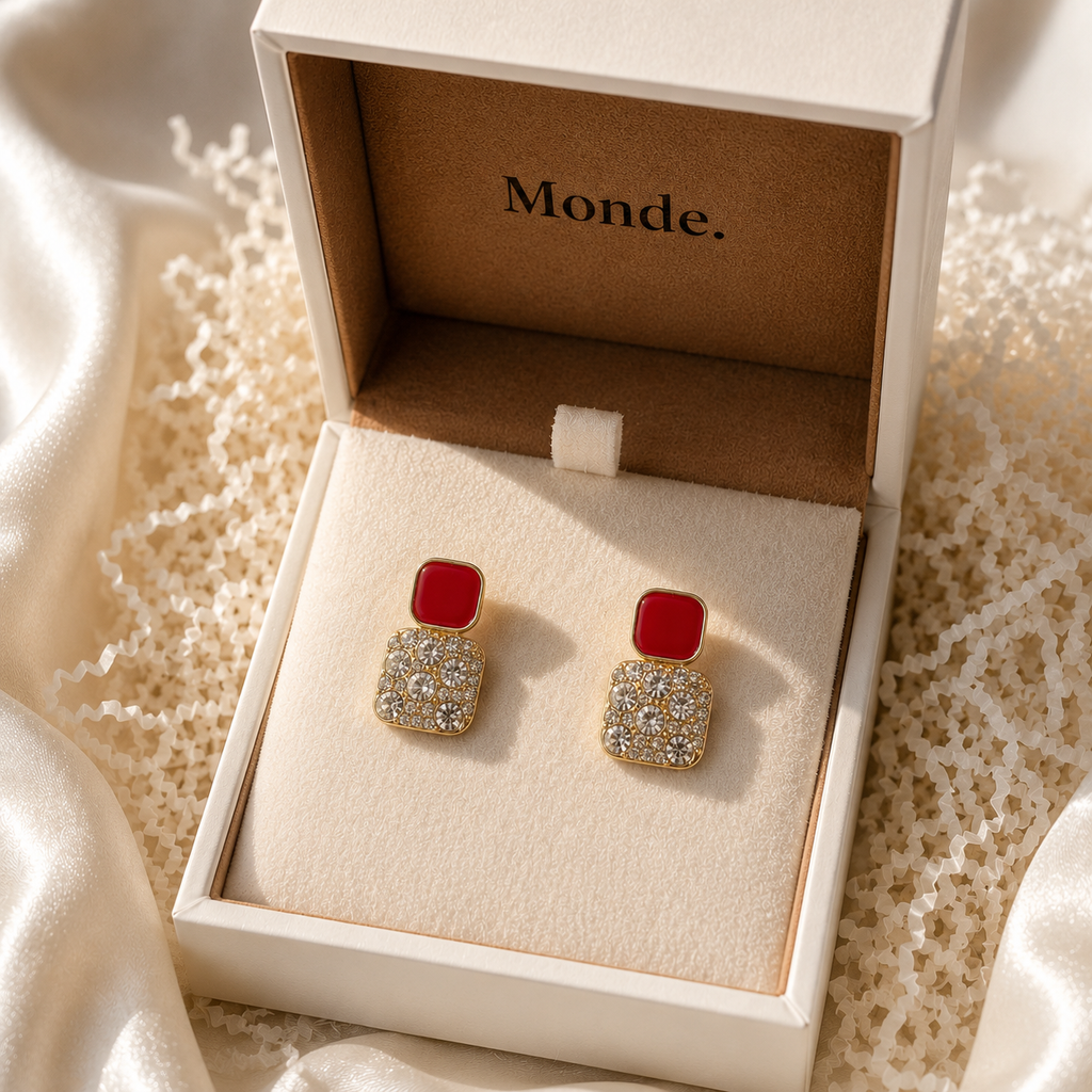 Ruby Crystal Stud Earrings