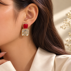 Ruby Crystal Stud Earrings