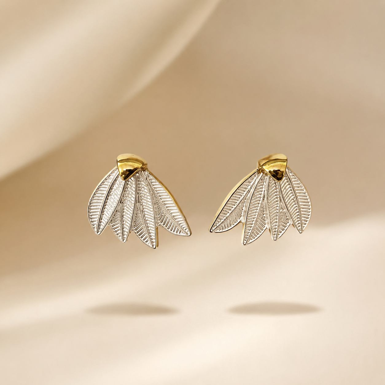 Silver Leaf Stud Earrings