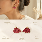 Red Enamel Leaf Earrings